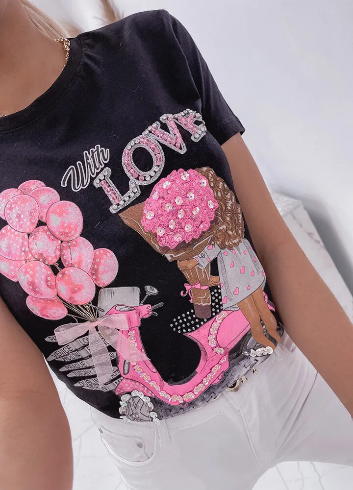 T-SHIRT WITH LOVE BLACK