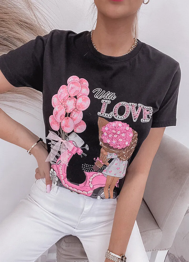 T-SHIRT WITH LOVE BLACK