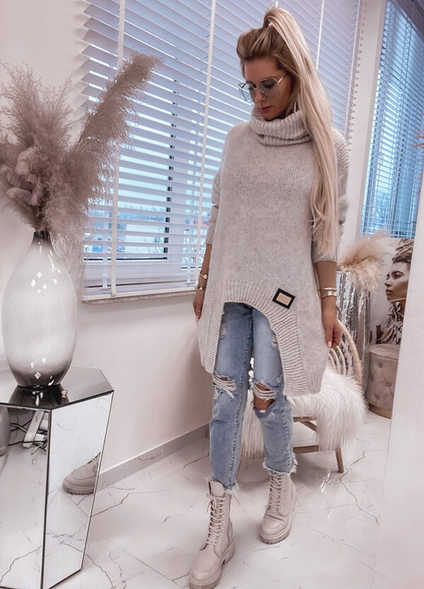 ASYMETRYCZNY SWETER / TUNIKA GREY-503567