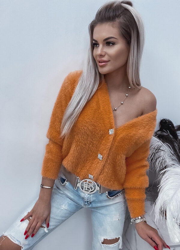 SWETER ANGORA ZAPINANY NA GUZIKI ORANGE-0