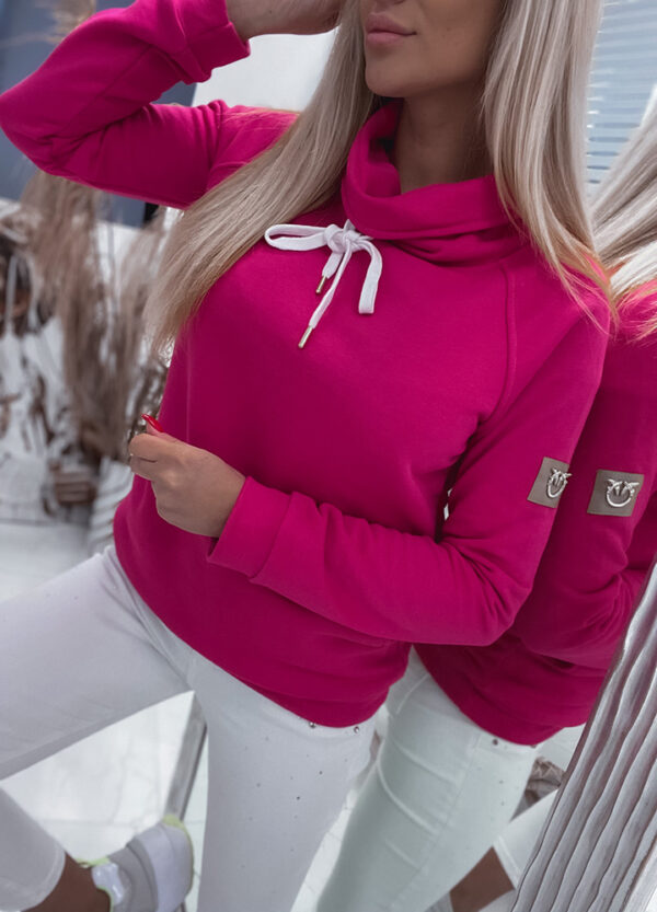 BAWEŁNIANA BLUZA Z KOŁNIERZEM PINK-506175