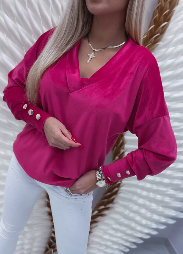 WELUROWA BLUZA NEON PINK / OZDOBNE GUZIKI-507458