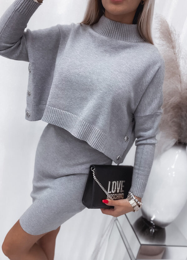 KOMPLET SWETER + SUKIENKA GREY-507107