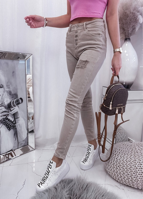 BY O LA LA / SPODNIE JEANSOWE SLIM BEIGE-513987