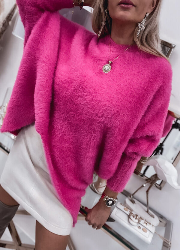 FLUFFY ASYMETRYCZNY SWETER / KIMONKO NEON-517685