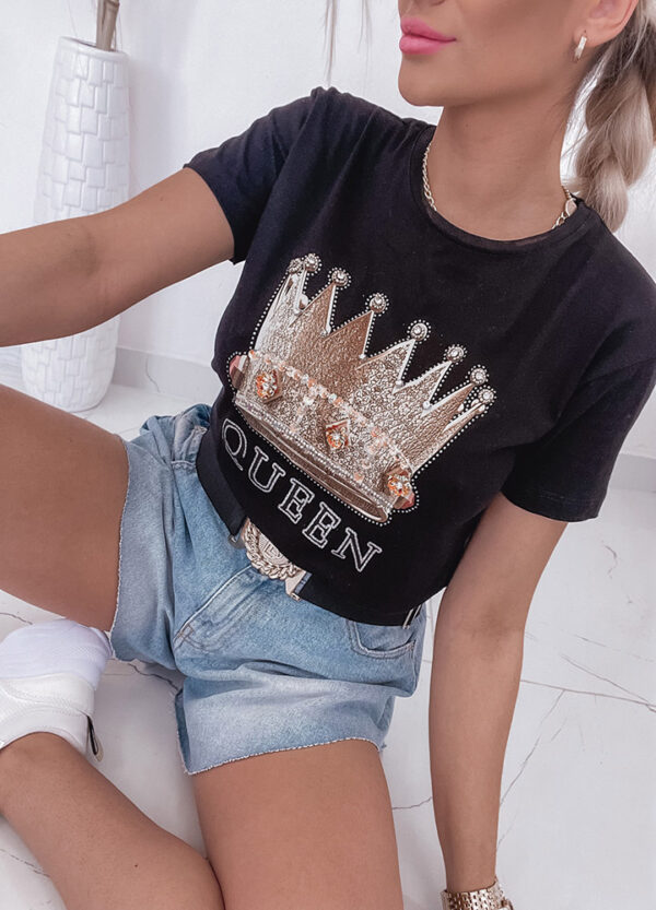 T-SHIRT Z APLIKACJĄ QUEEN-526697