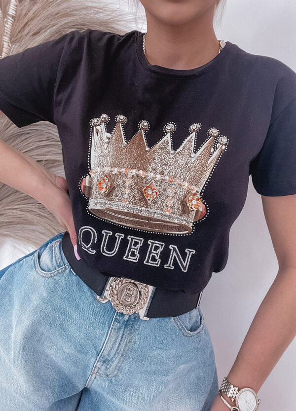 T-SHIRT Z APLIKACJĄ QUEEN-526698