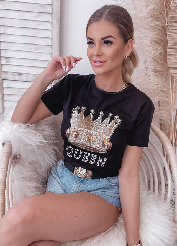 T-SHIRT Z APLIKACJĄ QUEEN-526704