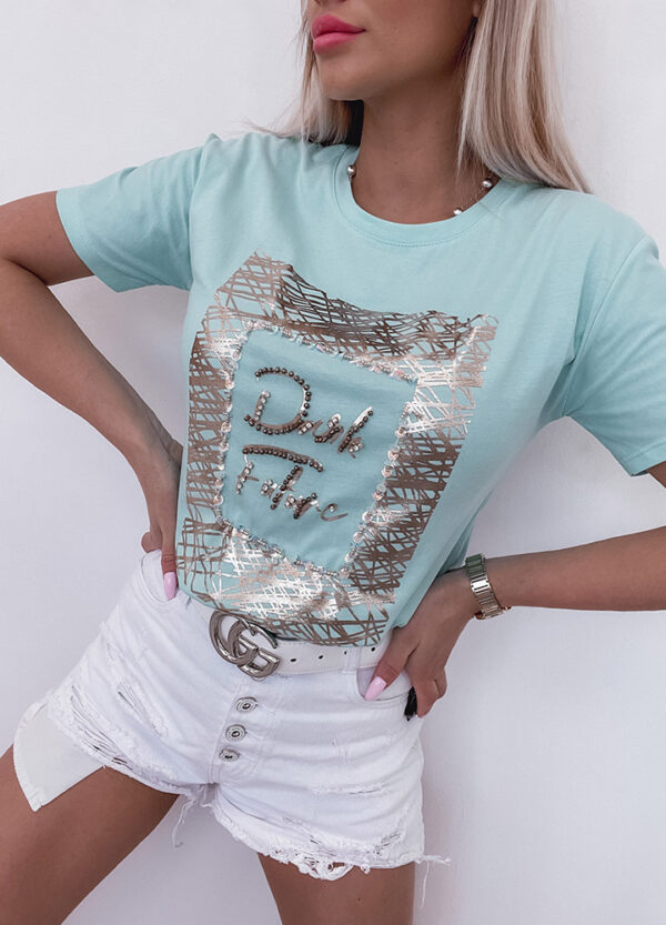 T-SHIRT Z NADRUKIEM MINT-535553