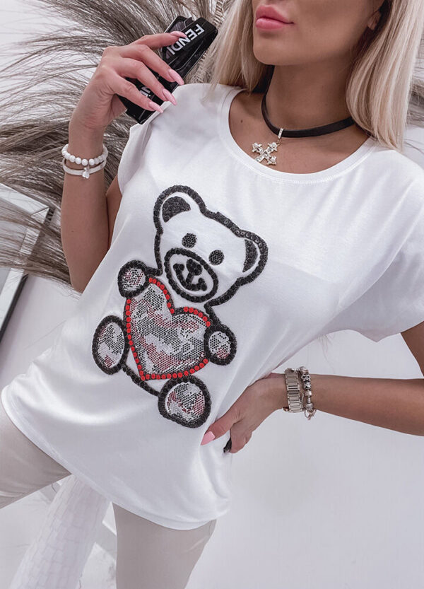 T-SHIRT DECORATED BEAR WHITE -533476