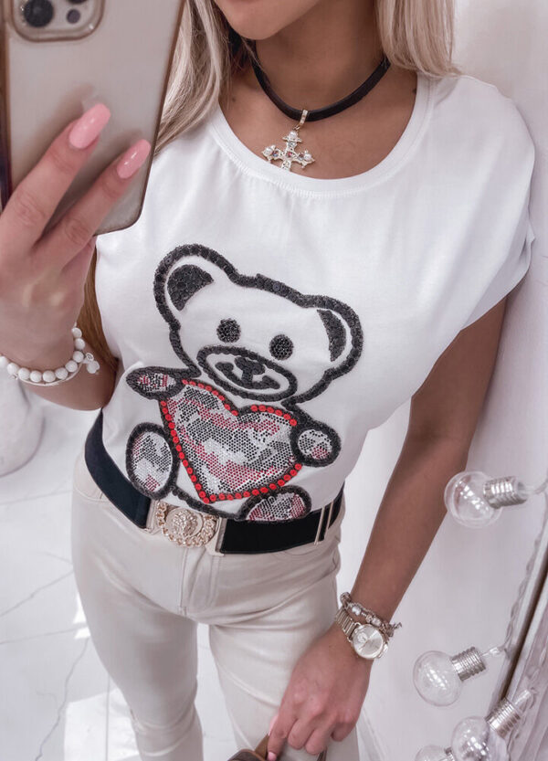 T-SHIRT DECORATED BEAR WHITE -533477