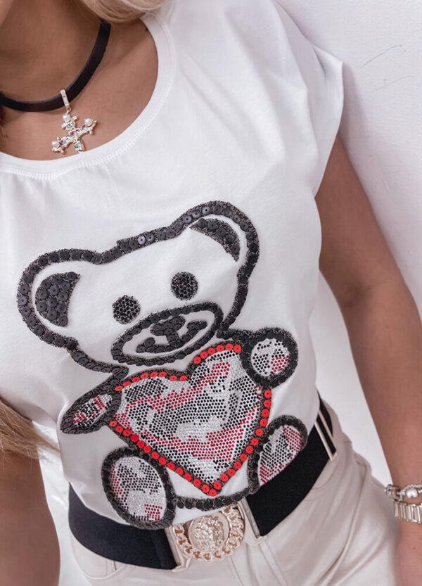 T-SHIRT DECORATED BEAR WHITE -533478