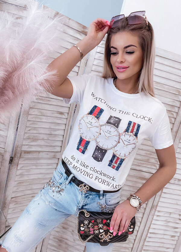 T-SHIRT Z CEKINOWA APLIKACJĄ WATCH-536926