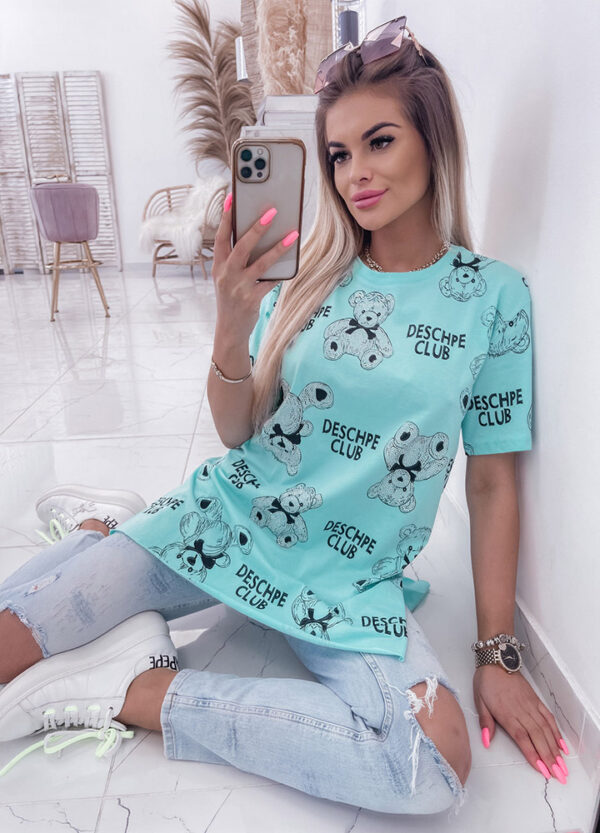 T-SHIRT / TUNIKA Z NADRUKIEM MINT-541168