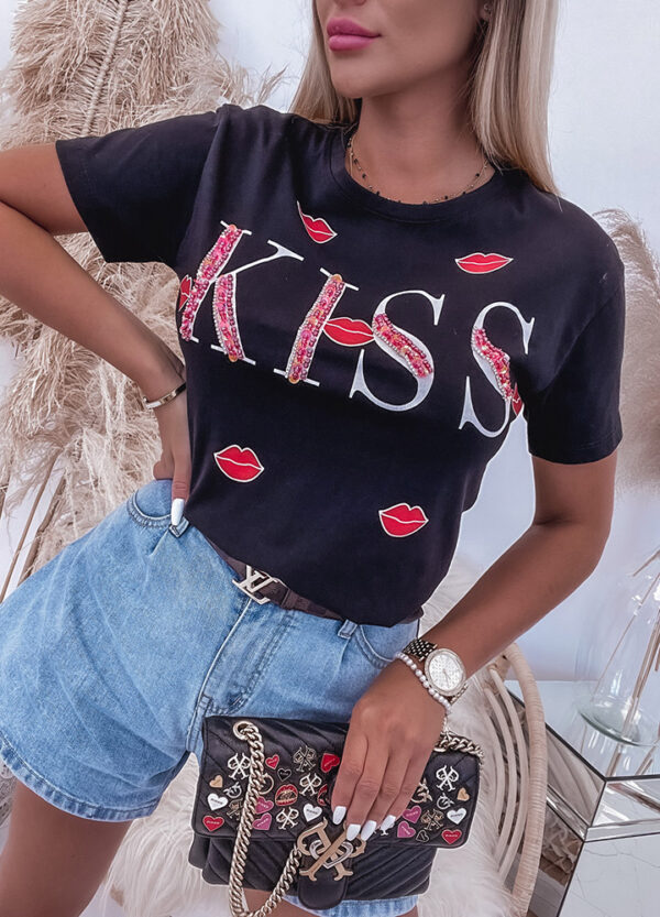 T-SHIRT Z APLIKACJĄ KISS-544513