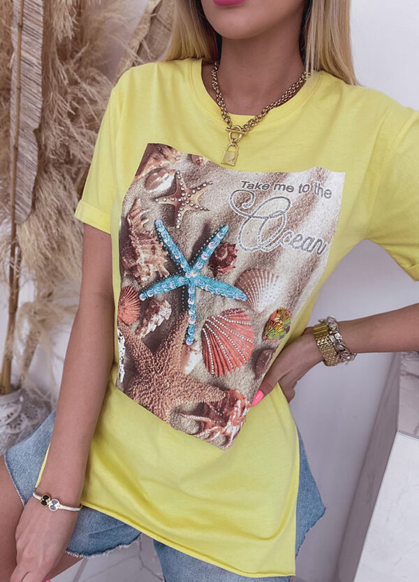 T-SHIRT Z NADRUKIEM YELLOW-539630