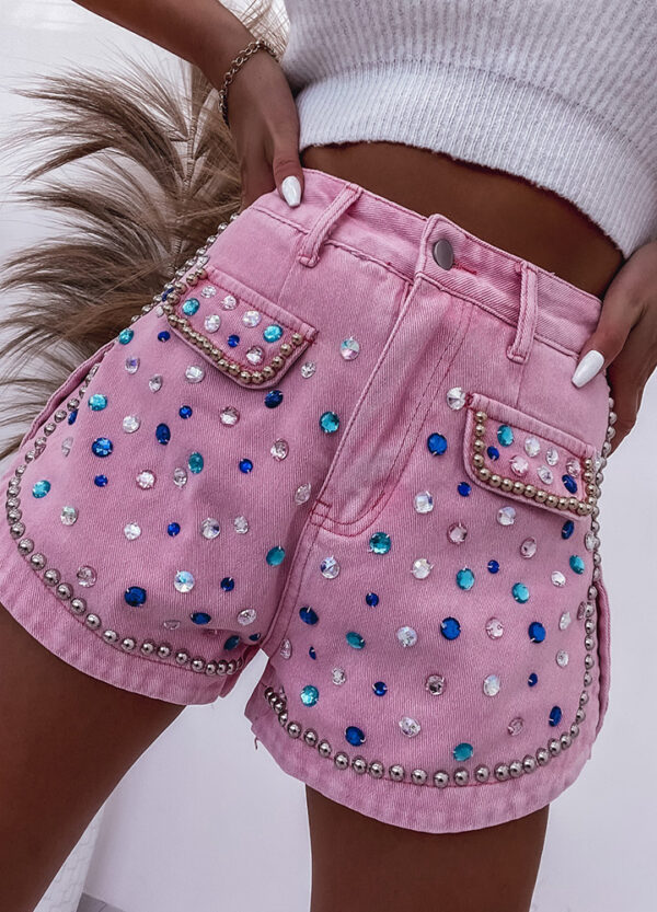 SZORTY JEANSOWE Z CYRKONIAMI PINK-544939