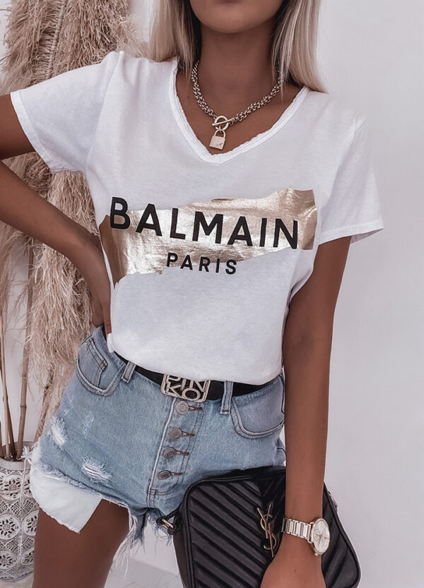 BAWEŁNIANY T-SHIRT BALMAIN WHITE-553864