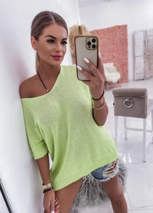 WISKOZOWY SWETER LIME-549908