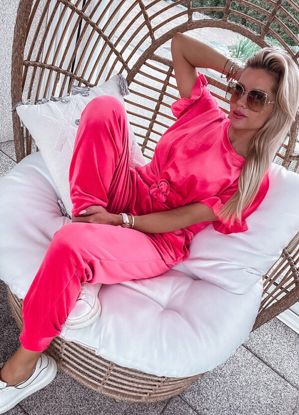 WELUROWY KOMPLET LETNI NEON PINK-551847