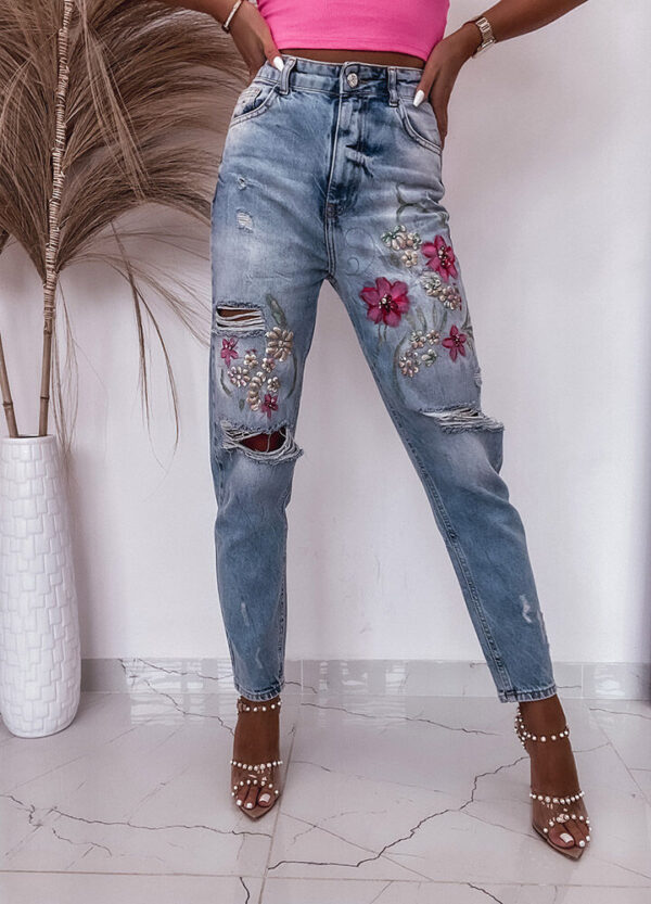 SPODNIE JEANSOWE BOYFRIEND FLOWER-561670