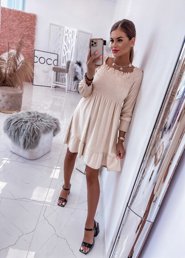 WELUROWA SUKIENKA HISZPANKA BEIGE-557649