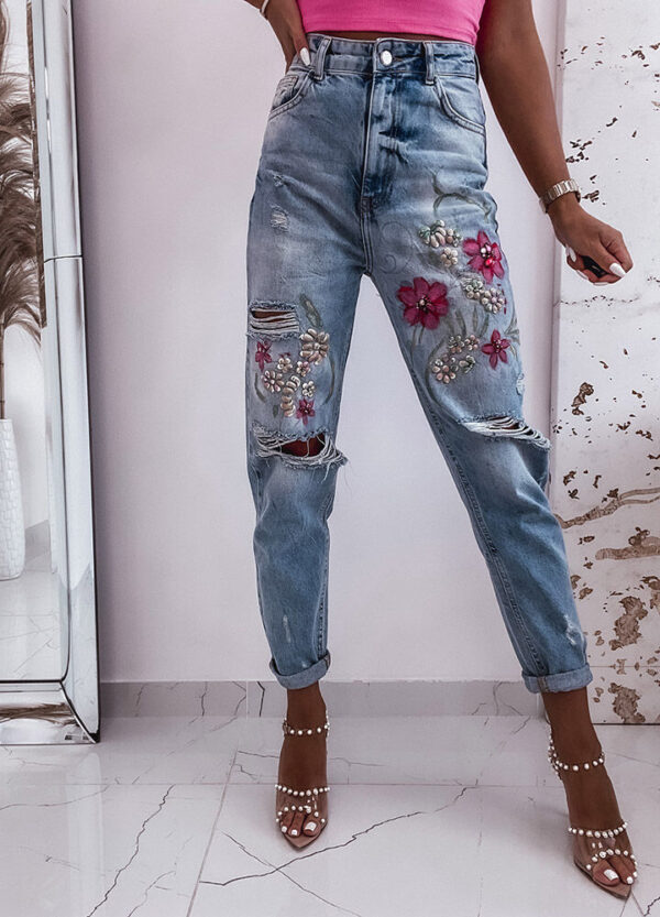 SPODNIE JEANSOWE BOYFRIEND FLOWER-561676