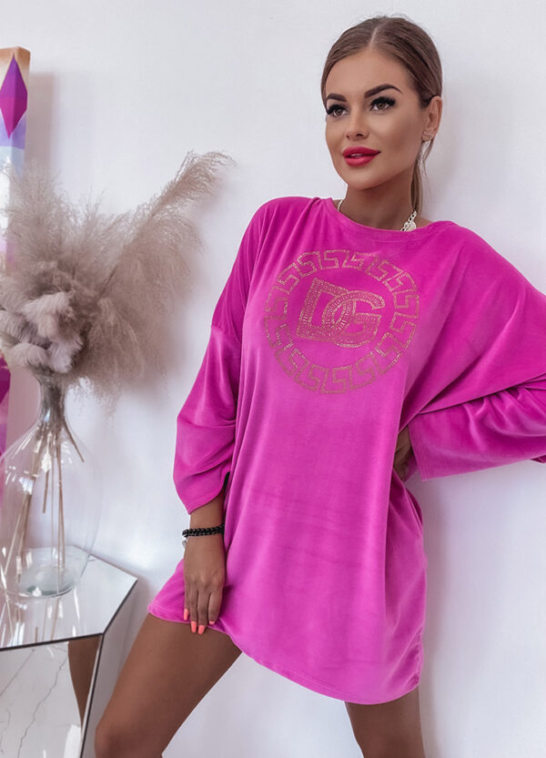 WELUROWA TUNIKA PINK-559076