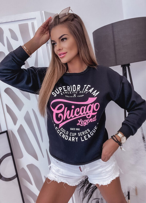 BAWEŁNIANA BLUZA CHICAGO BLACK-560607