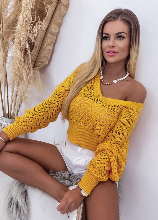 AŻUROWY SWETER YELLOW-558363