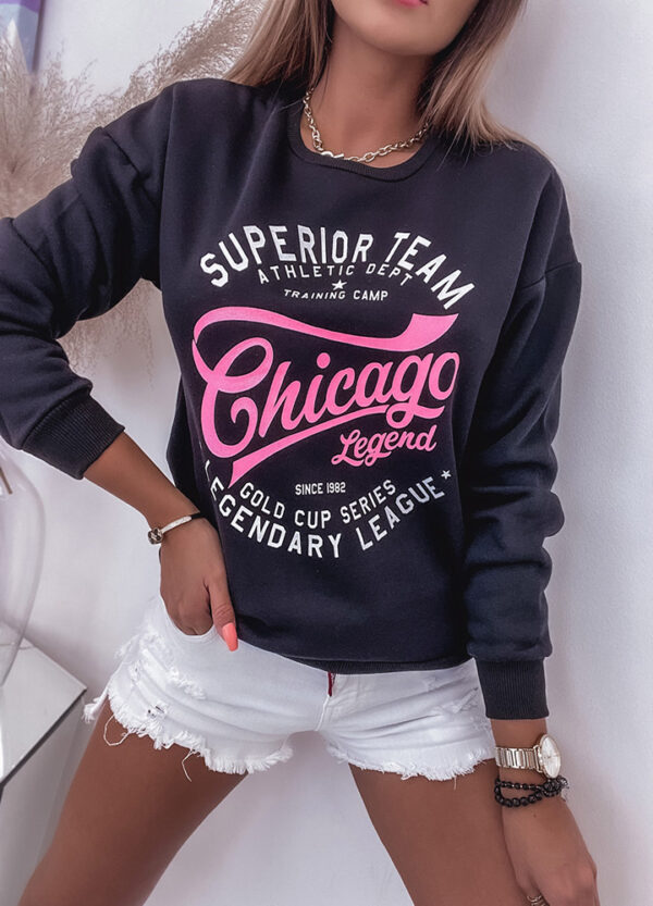 BAWEŁNIANA BLUZA CHICAGO BLACK-560606