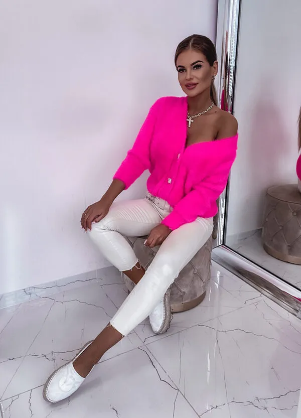 SWETER ANGORA ZAPINANY NA GUZIKI NEON-562556