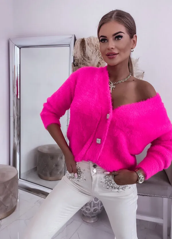 SWETER ANGORA ZAPINANY NA GUZIKI NEON-562561