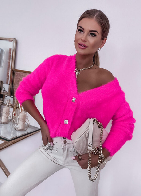 SWETER ANGORA ZAPINANY NA GUZIKI NEON-562562