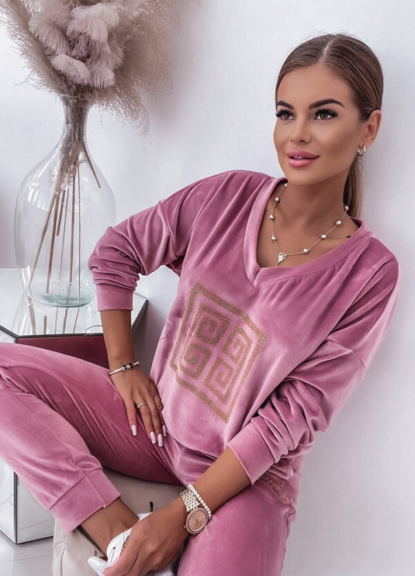 WELUROWY KOMPLET DRESOWY PALE PINK-565118