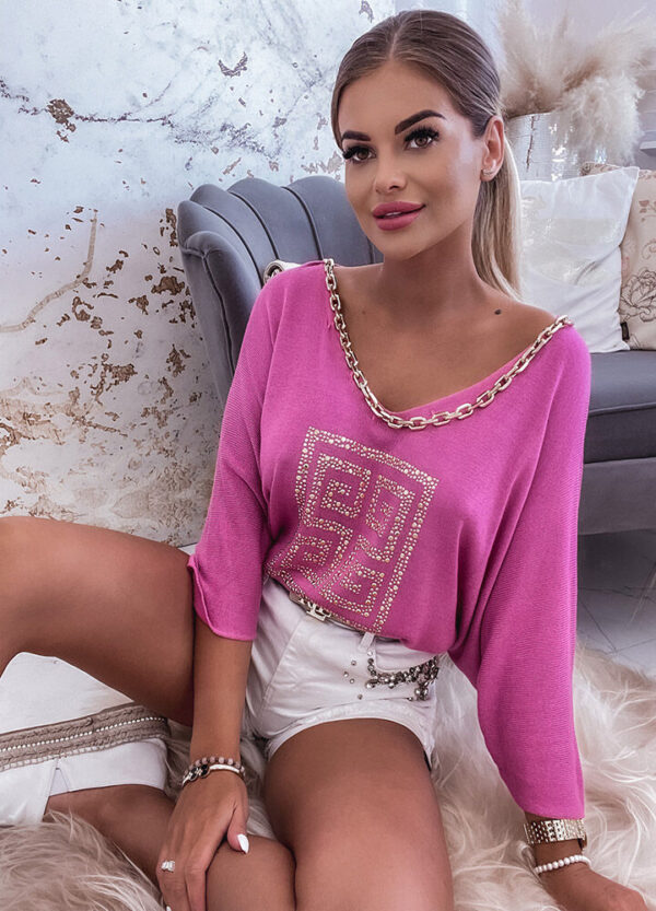 FRAGGIA / SWETER Z ŁAŃCUCHEM PINK-566734