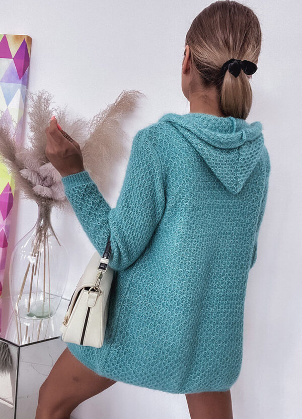 SWETER / KARDIGAN Z KAPTUREM TURQUOISE-570415