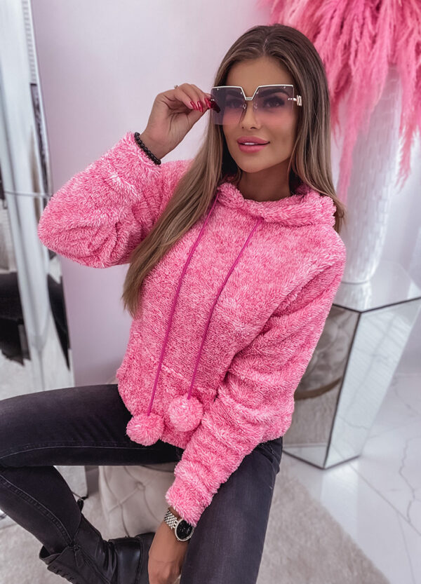 BLUZA PLUSZOWA Z KAPTUREM PINK-575503