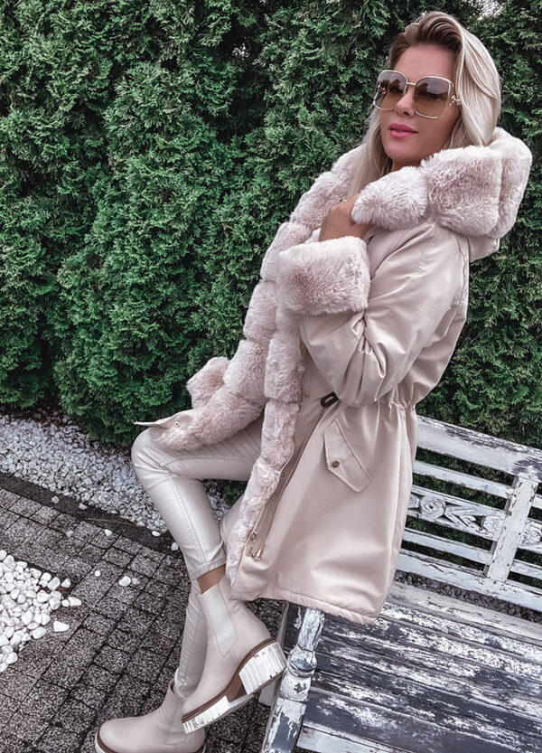 KURTKA PARKA Z FUTERKIEM BEIGE-575382