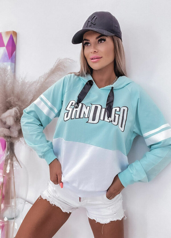 BAWEŁNIANA BLUZA Z KAPTUREM MINT-577739