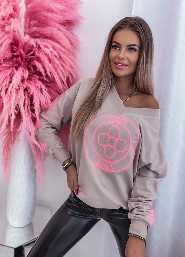 BAWEŁNIANA BLUZA NEONOWY NADRUK-581906