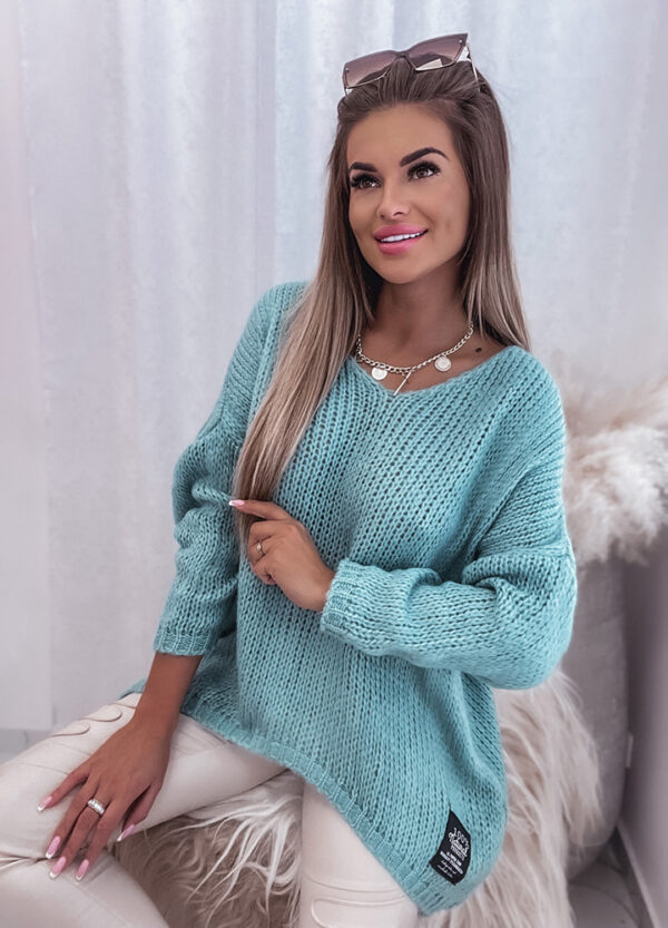 PLECIONY SWETER NATURAL TURQUOISE-578432