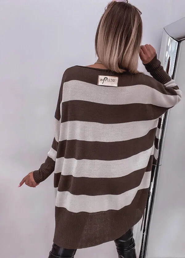 MY LUXE / SWETER W PASKI CHOCOLATE-587348