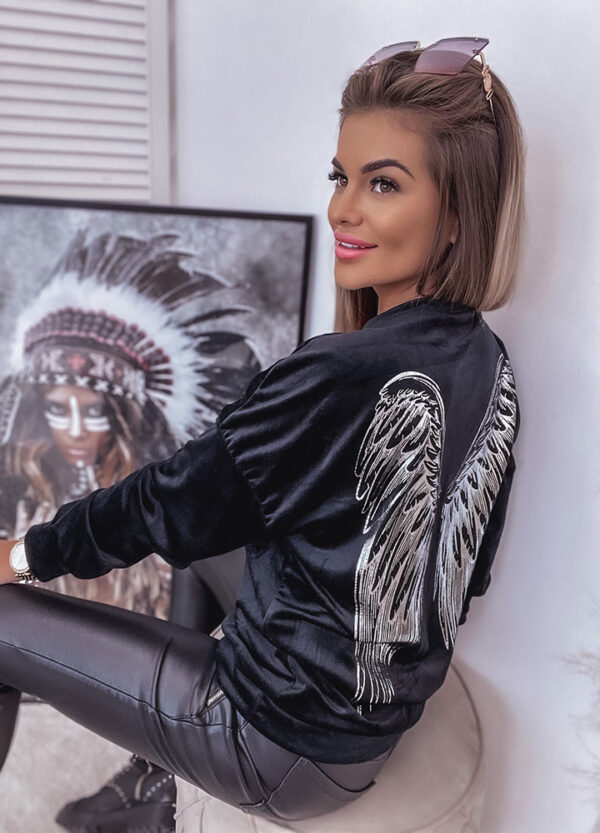 WELUROWA BLUZA Z NADRUKIEM WINGS-586526