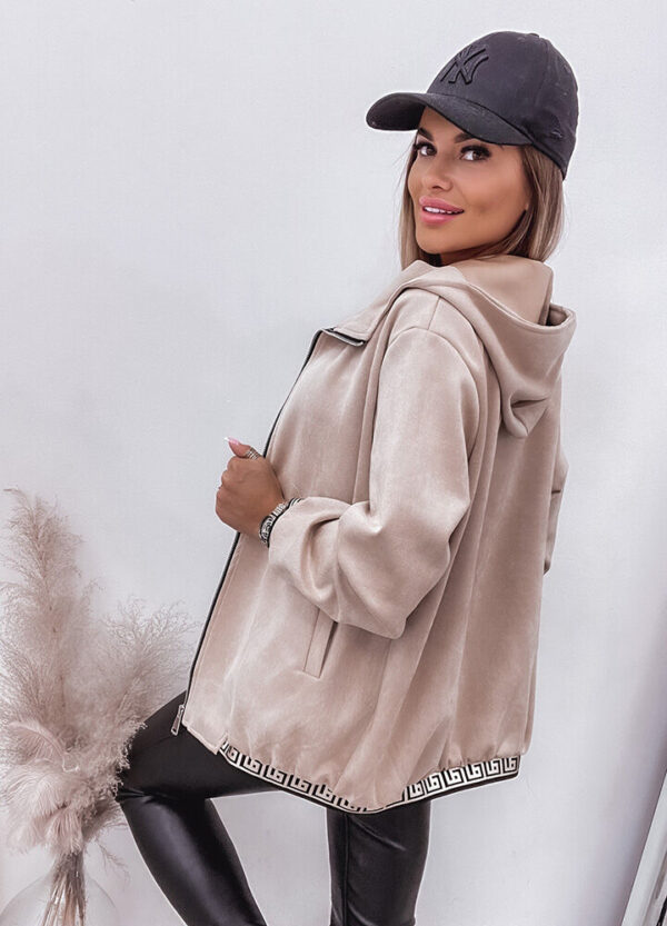 BLUZA Z KAPTUREM NUBUK BEIGE-585446