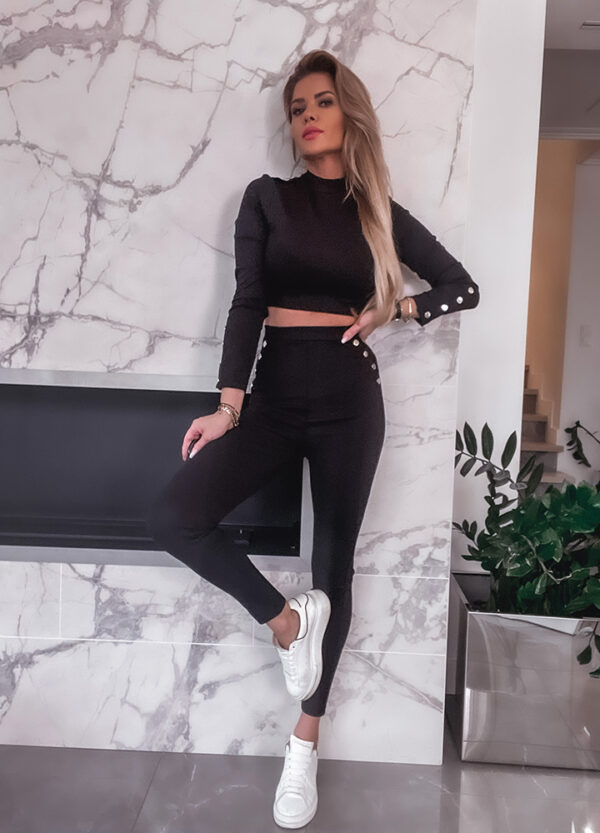 PRĄŻKOWANY KOMPLET / TOP + LEGGINSY-590142