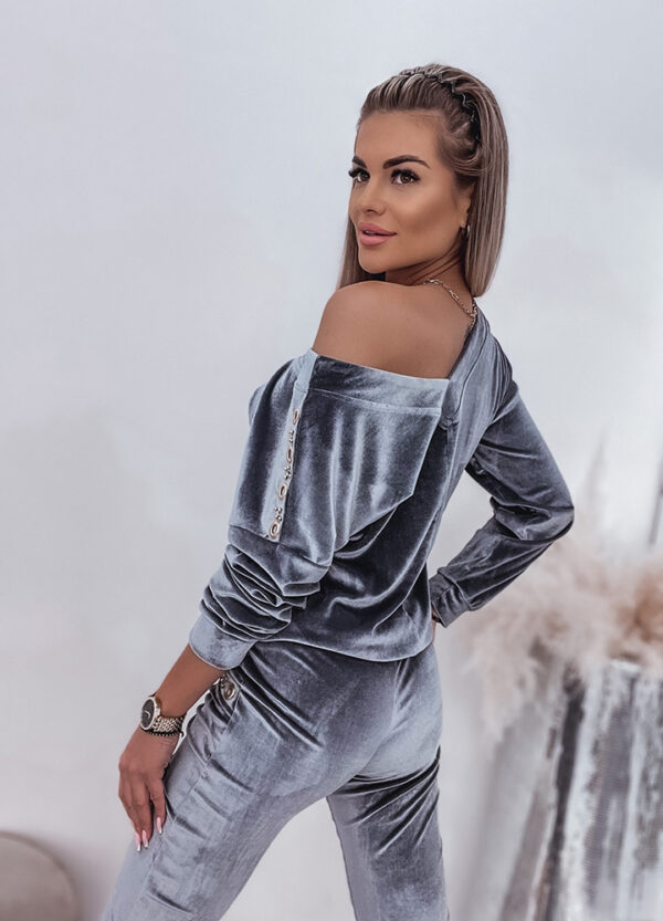 WELUROWY KOMPLET DRESOWY GRAY SHINY-590031