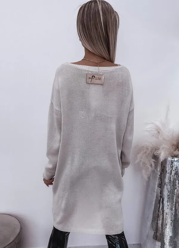 MY VOGUE / SWETER Z DŁUŻSZYM TYŁEM BEIGE-590251