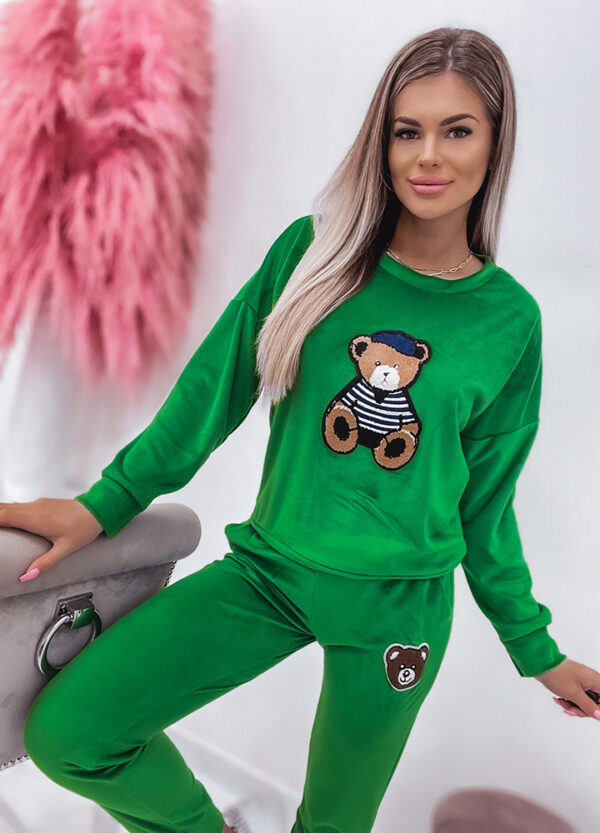 WELUROWY DRES BEAR GREEN-592456