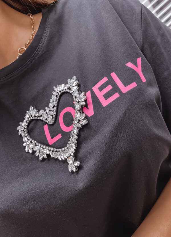 BAWEŁNIANY T-SHIRT / CEKINY LOVE-594923